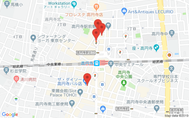 高円寺の保険相談窓口のマップ